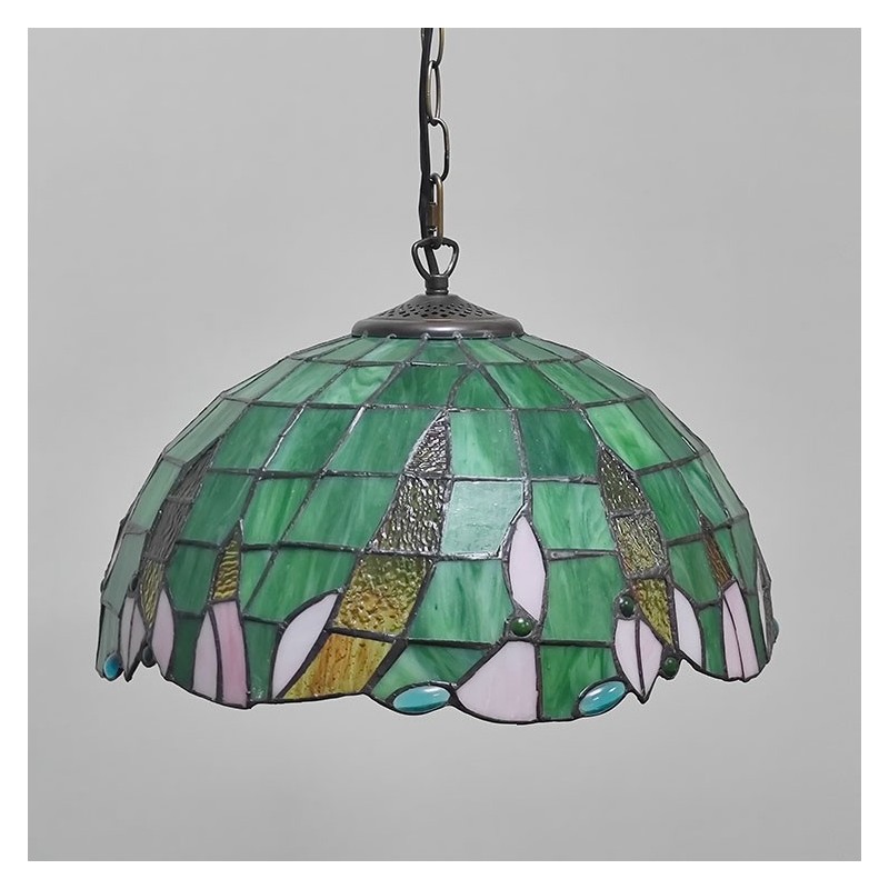 Vintage stained online glass swag lamp